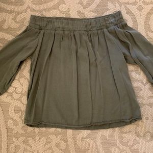 Off the Shoulder Olive Green Top